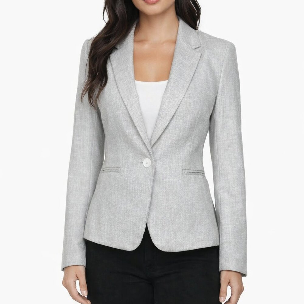H&M Women's Faux Linen Classic One Button Fitted Silhouette Blazer XS Career